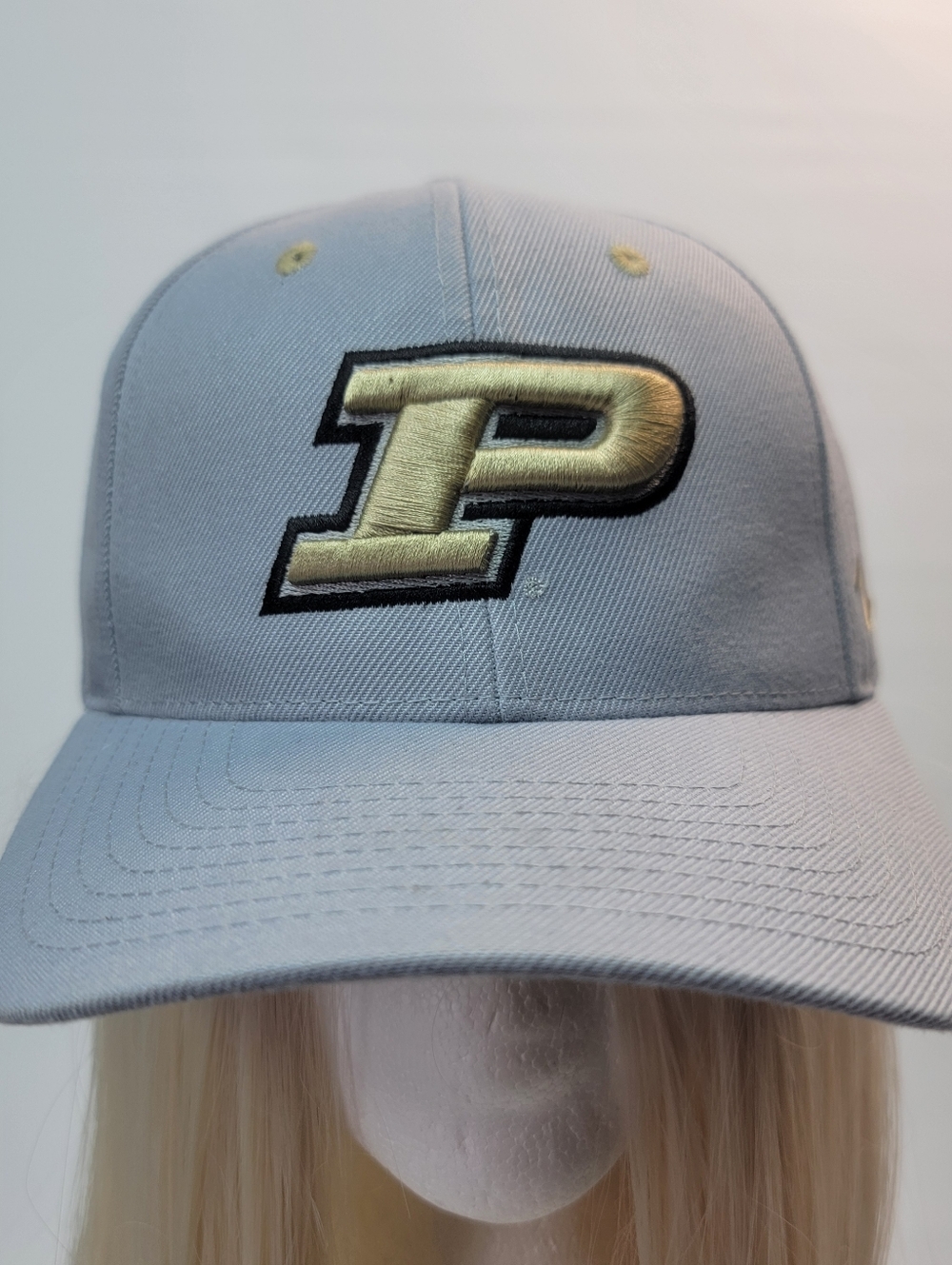 Zephyr University Embroidered P Logo Hat Light Gray Gold Baseball Cap Collegiate